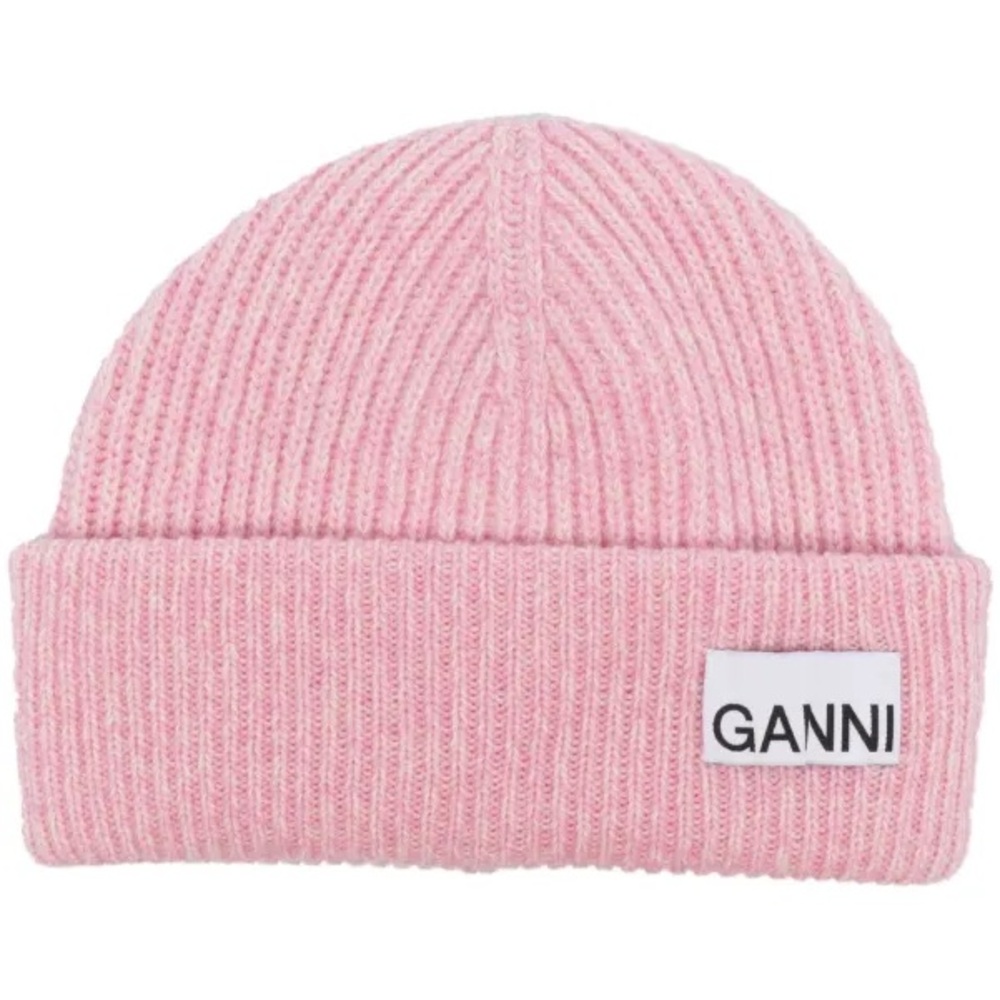 Ganni Soft Pink Knit Beanie
